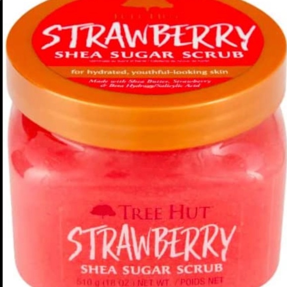 Tree Hut Strawberry Shea Sugar Scrub 18 oz. Exfoliating Hydrating Essential Oils - Picture 4 of 16